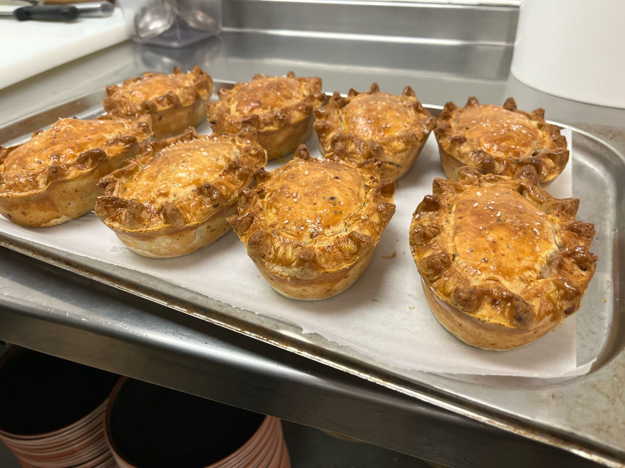 Pies fresh from oven